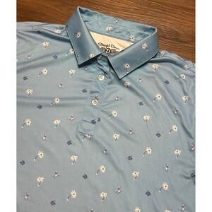 Straight Down Mens Performance Golf Polo Shirt Blue Palm Tree Surfer AOP Sz L